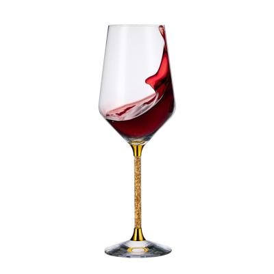 China No Slip Base Around Gold Foil Crystal Red Wine Glass Luxury Set for Wedding for sale