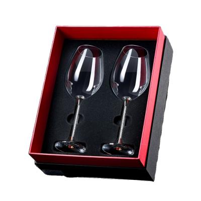 China New Romantic High-end Classic/Postmodern Crystal Base Silver Luxury Picnic Wine Glass Gift Set Crystal for sale