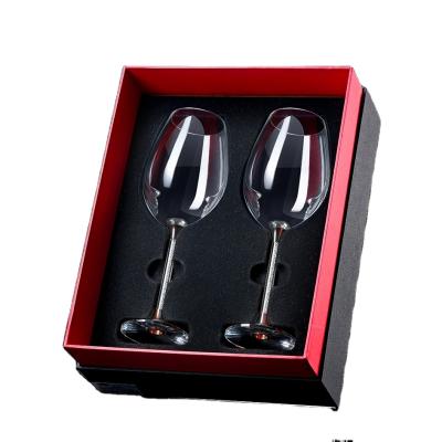 China New Classic/Postmodern Elegant High-end Crystal Base Silver Luxury Modern Wine Glass Gift Cup Set for sale