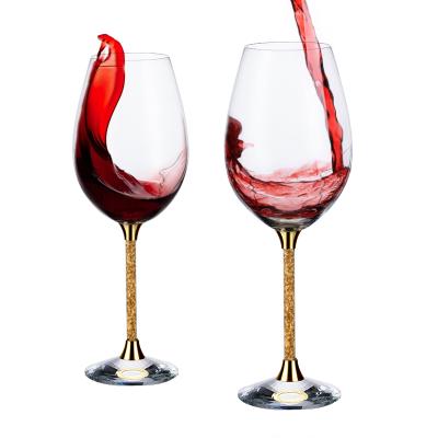 China No Crystal Round Transparent Gold Furniture Luxury Wine Glass Set For Wedding for sale