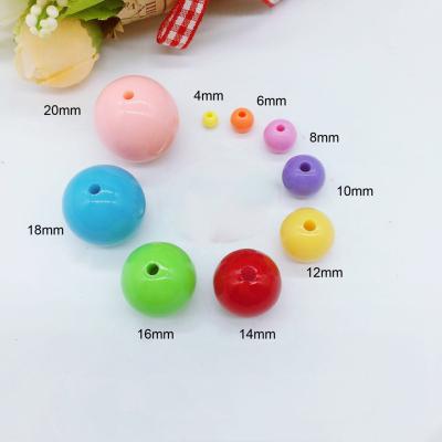 China 4mm 6mm 8mm 10mm 12mm 14mm 16mm 20mm Small Round Color Acrylic Jewelry Beads Plastic Hair Beads for sale