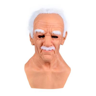 China Perfect for Halloween Party Horror Full Face Short Hair Realistic Head Bald Old Man Latex Black Mask Halloween Stain Masquerade Weird Realistic Mask zu verkaufen