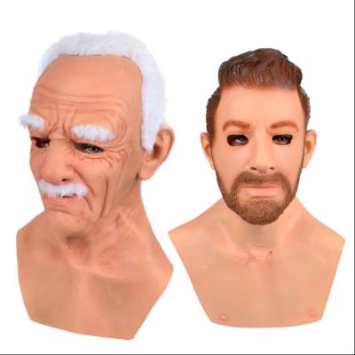 中国 Perfect for Personal Realistic Full Head Mask White Hair Latex Horror Halloween Party Old Man Grandpa Halloween Masquerade Special Real Face 販売のため