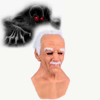 中国 Custom Made Realistic Old Man Realistic Creepy Horror White Hair Beard Halloween Party Halloween Latex Mask 販売のため