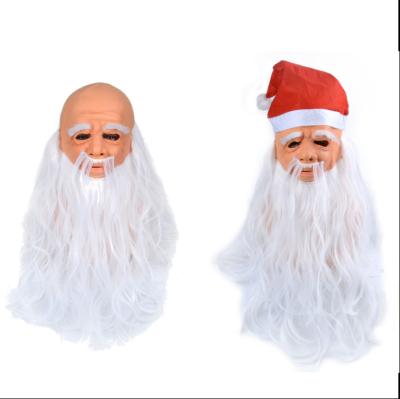 China Cheap Realistic Halloween Stain Christmas Full Face White Beard Santa Claus Latex Mask Party zu verkaufen