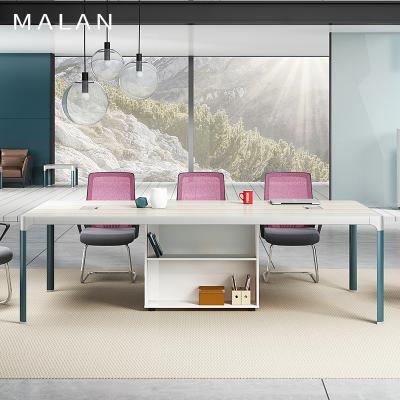 China Modern Office Furniture 2m Meeting Tables Office Conference Meeting Room Desks Modern Table With Socket Cabinet for sale