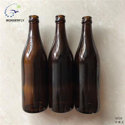 China 500ml Amber Lever Drink Off Type Glass Bottle For Brewery for sale