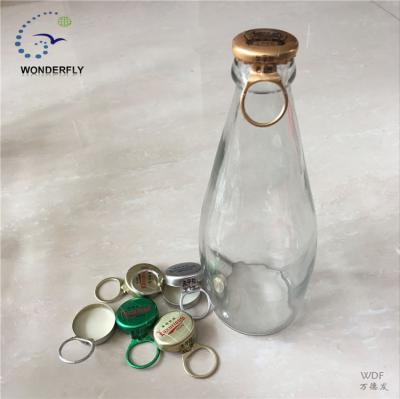 China 290ml Beer Fruit Beverage Juice Glass Roll Shaped Bottle With Aluminum Cap And Ring for sale