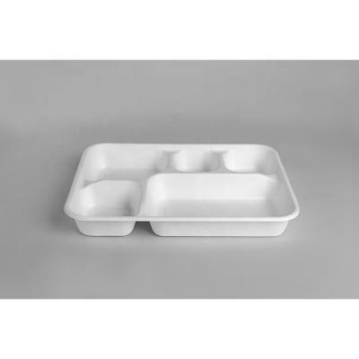 China New Design Sugarcane Bagasse Material 5 Compartments Disposable Dinner Plate for sale