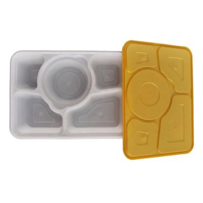 China Plastic Disposable Plastic Food Container PP 5 Compartment for sale