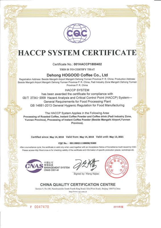 HACCP - Dehong Hogood Coffee Co., Ltd.