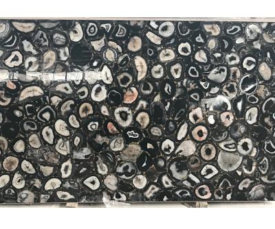 China Modern Luxury Black Agate Stone Slabs For Wall Decoration Gem Semi Precious Stone Slabs for sale