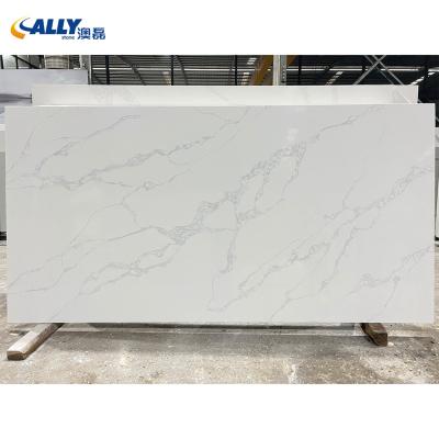 China Modern Large Stone Slabs Kitchen Countertops Allystone Calacatta Quartz 3200*1600*20/30mm White Quartz Stone for sale