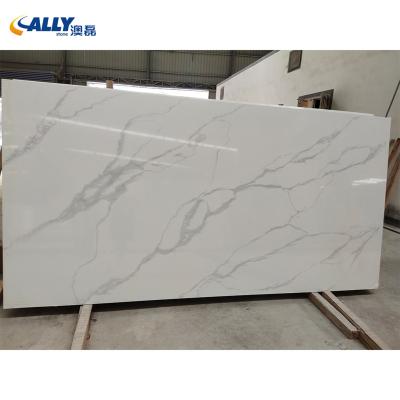 China Allystone Calacatta White Quartz 3200*1600*20/30mm Modern Large Stone Slabs Use For Countertop And Vanity Top Quartz Stone for sale