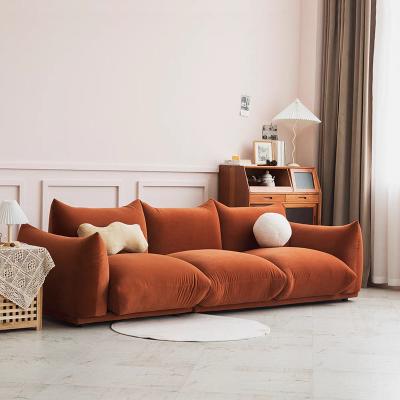 China Soft Teddy Fleece Fabric Sofa 3 Seater Sofa Modern Couch Modern Buckle White Cream Leisure Sofa for sale