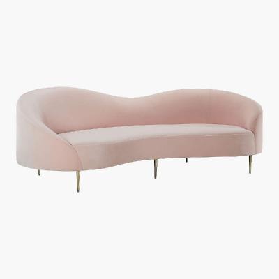 China Beauty Salon Leisure Sofa Lounge Furniture Two Seat Soft Nordic High End Pink Fabric Sofa For Sale for sale