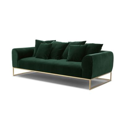 China Living Room Soft Home Luxury Indoor Decor Velvet Accent Couch Upholstered Green Green Three Seat Sofa for sale