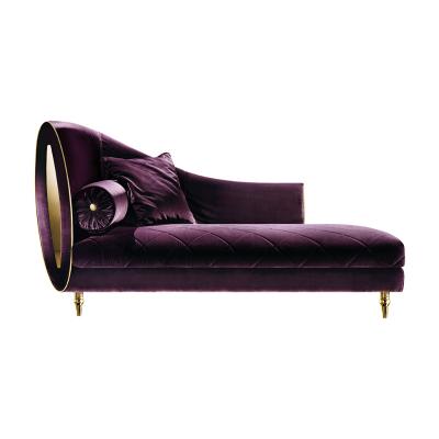 China Italy Design Soft Velvet Fabric Convertible Purple Modern Living Room Comfortable Lazy Sofa for sale