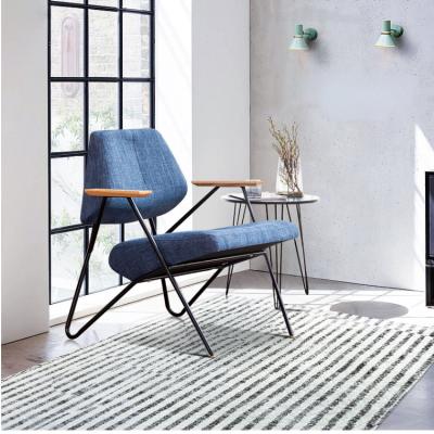 China Modern Industrial Lounge Chair Style Polygon Design Single Seat Fabric Leisure Dining Chair With Wood Handle for sale