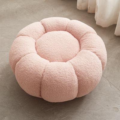 China Lambswool Sofa Stool Pumpkin Stool Low Simple Round Stool Modern Fabric Living Room Small for sale