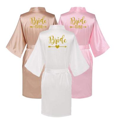 China Plus Size Satin Robe For Women Wholesale Silk Bathrobe Women's Long Robe Wedding Bridal Bridesmaid Trim Lace Kimono for sale