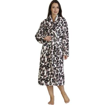 China Wholesale Plus Size 100% Polyester Fleece Bathrobe For Women Leopard Print Fleece Coral Bathrobe for sale