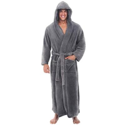 China QUICK DRY Mens Fleece Long Robe Plush Fleece Long Robe with Hood Warm Big and Bathrobe Large for sale