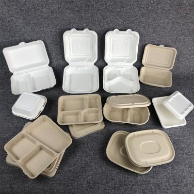 China G7 15%off Bio Degradable Microwavable Sugar Cane Pulp Bento Box Bamboo Bagasse Food Container for sale