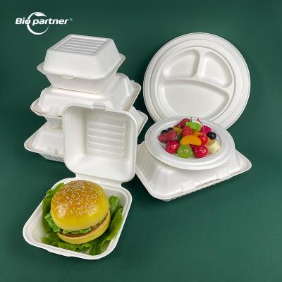 China Disposable Bagasse Bento Lunch Box Take Away Eco Friendly Biodegradable Food Packaging Boxes Takeway Food Box for sale