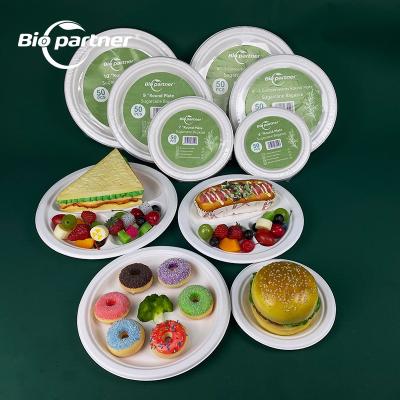 China High Quality Disposable 9 Inch Free Sample Restaurant Biodegradable Sugar Cane Dish Disposable Dinner Dish Paper Dishes for sale