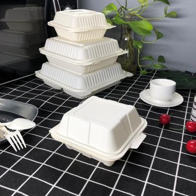 China 3 Compartment Disposable Compostable Biodegradable Plastic Cornstarch Takeout Food Containers for sale