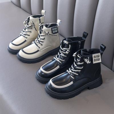 China Anti-slippery girls' Martin Boots Children's soft soled short boots 2022 autumn and winter new girl's plush boots fashion English wind for sale