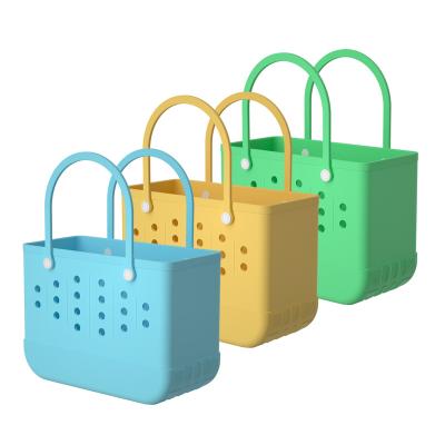 China New Dug Hollow Out Travel Waterproof Beach Handbag Drop Proof Basket Pet Bag EVA Beach Vegetable Bag for sale