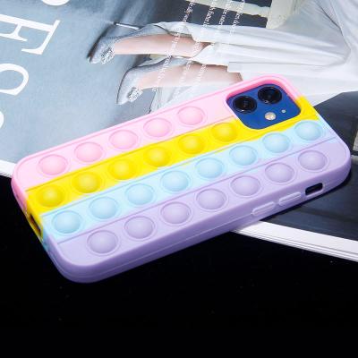 China hottest colorful Anti-drop safe and sound silicone push pops phone 12 pro Max Mini Fidget Phone Case bubble relax beautiful for sale