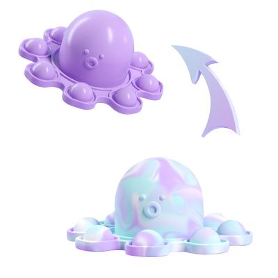 China New Arrival Lovely Noise Educational Colorful Silicone Food Grade Octopus Push Mini Fidget Toy Safety for sale