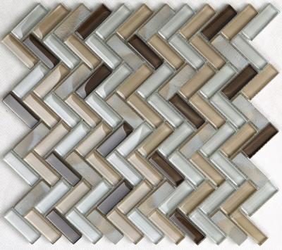 China America Style Herringbone Mosaic Tile Kitchen Wall Backsplash Glass Mosaic Tile for sale