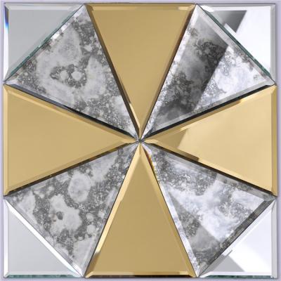 China Mussif Gold Modern Mirror Glass Mosaic Tile Hewn Triangle Mirror Tile Glass Mosaic for sale