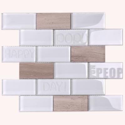 China Modern Simple Super White Marble Bevel Square Design Style Subway Stone Glass Tile Bathroom for sale