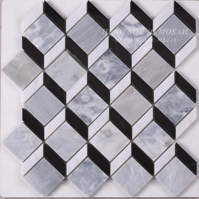 China HSC93 Parquet High Quality 3D Marble Interior Decorative Mosaic Slabs For Wall Flooring for sale