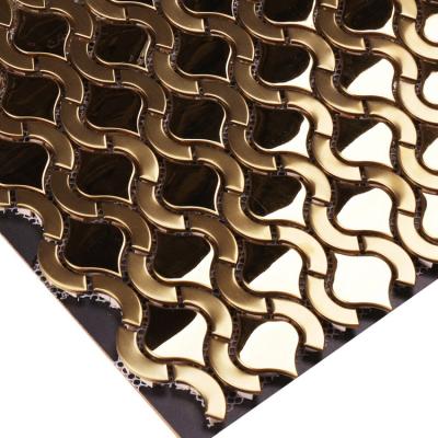 China Luxury vintage gold stainless steel metal mosaic tile for hotel lobby wall decoration for sale