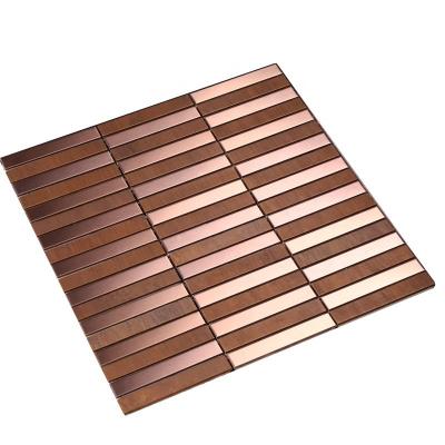 China Parquet Vintage Wall Decorative Metal Bronze Copper Mosaic Slab For Backsplash / Commercial Hotel Project for sale