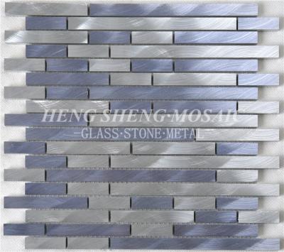 China Europe Mixed Color Silver Purple Strip Aluminum Metal Mosaic Wall Tile Kitchen Cladding for sale