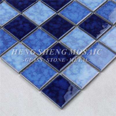 China Cheap Europe Price Foshan Supplier Square Shaped 12x12 Kitchen Bathroom Floor Wall Mosaic Blue Ceramic Pool Tile for sale