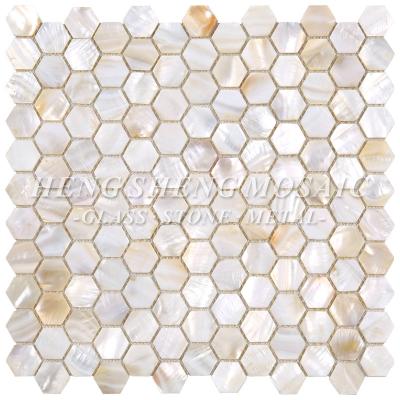 China Parquet Hexagon Shape Raw Natural Material White Premium Pearly Sea Shell Mosaic Tile for sale