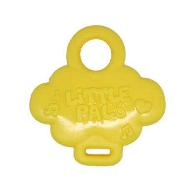 China Eco-friendly Natural Baby Teethers Toy Accessories Yellow Double Round Music Printing Gum Baby Soft Customize Logo Tape EVA Material for sale