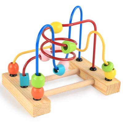 China 100% New Design Baby Kids Educational Beads Coaster Toy Wooden Activity Cube Toys Early Childhoods for sale