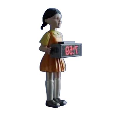 China Hot Selling Electronic Squid Game Clock Digit Wooden Doll Electronic Smart Alarm Clock for sale