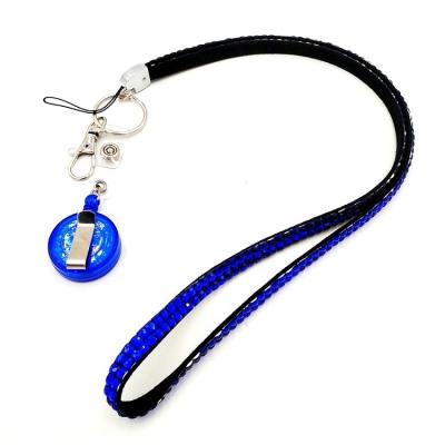 China High Quality Custom Neck Lanyard Id Badge Holder Trendy Fashion Badge Reel Rhinestone for sale