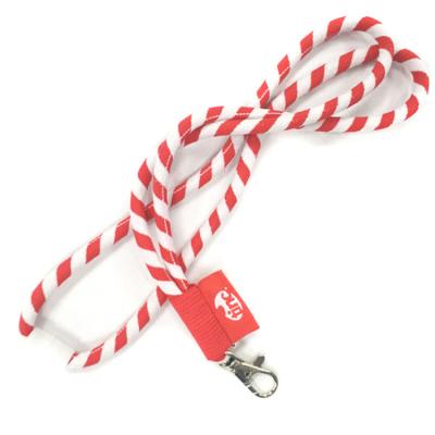 China Fashiontable Fashion Custom Polyester Woven Round Lanyard With Label for sale