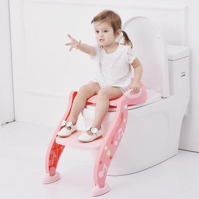 China Practicing Toilet Potty Training Toilet for Toddlers Safe Potty Seat with Pads Anti-Slip Ladder Baby Potty Training Seat with Step Stool Ladder for sale